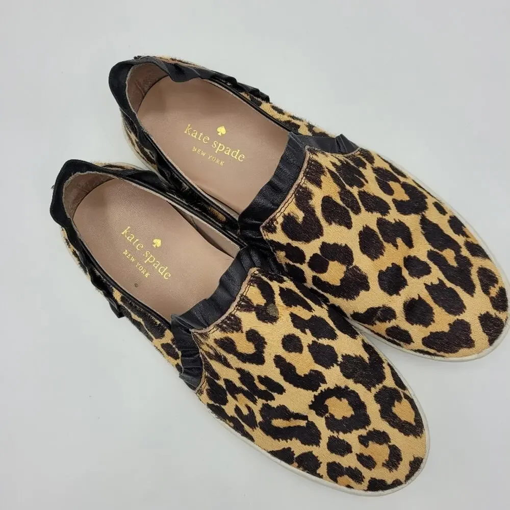Kate Spade New York Ponyhair Leopard Animal Print Slip-On Sneakers size 7.5 M - Picture 3 of 12